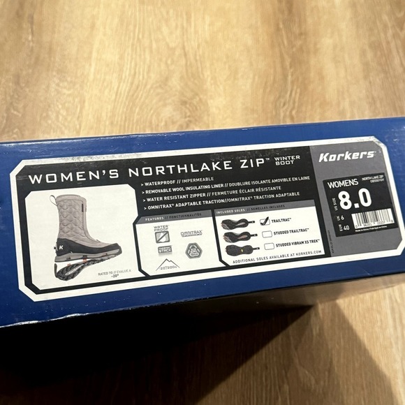 Korkers Women's Grey Northlake Zip Waterproof Comfort Boot Shoes Size 8 NWB - Picture 8 of 12